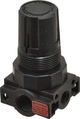 Parker - 1/4 NPT Port, Plastic Miniature Regulator - 0 to 25 psi Range, 150 Max psi Supply Pressure, 1/8" Gauge Port Thread, 1.6" Wide x 3.1" High - Exact Tool & Supply