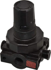 Parker - 1/4 NPT Port, Plastic Miniature Regulator - 0 to 25 psi Range, 150 Max psi Supply Pressure, 1/4" Gauge Port Thread, 2.06" Wide x 3.43" High - Exact Tool & Supply