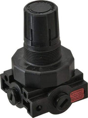 Parker - 1/4 NPT Port, Plastic Miniature Regulator - 0 to 125 psi Range, 150 Max psi Supply Pressure, 1/4" Gauge Port Thread, 2.06" Wide x 3.43" High - Exact Tool & Supply