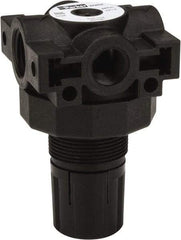Parker - 3/8 NPT Port, Plastic Miniature Regulator - 0 to 25 psi Range, 150 Max psi Supply Pressure, 1/4" Gauge Port Thread, 2.06" Wide x 3.43" High - Exact Tool & Supply