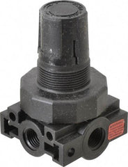 Parker - 1/4 NPT Port, Plastic Miniature Regulator - 0 to 60 psi Range, 150 Max psi Supply Pressure, 1/4" Gauge Port Thread, 2.06" Wide x 3.43" High - Exact Tool & Supply