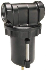 Parker - 1" Port, 8.8" High x 4.9" Wide Heavy Duty Filter with Zinc Bowl, Manual Drain - 240 SCFM, 250 Max psi, 150°F Max Temp, 16 oz Bowl Capacity - Exact Tool & Supply