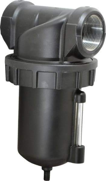 Parker - 1-1/2" Port, 9.45" High x 4.9" Wide Heavy Duty Filter with Zinc Bowl, Automatic Drain - 450 SCFM, 250 Max psi, 150°F Max Temp, 16 oz Bowl Capacity - Exact Tool & Supply