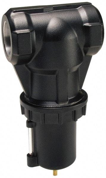 Parker - 2" Port, 4.9" High x 6.3" Wide Heavy Duty Filter with Zinc Bowl, Automatic Drain - 1,200 SCFM, 250 Max psi, 150°F Max Temp, 16 oz Bowl Capacity - Exact Tool & Supply
