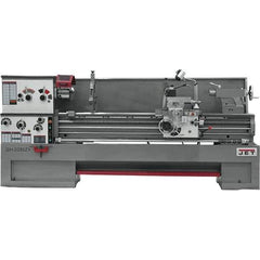 Jet - 22" Swing, 80" Between Centers, 230 Volt, Triple Phase Engine Lathe - 7MT Taper, 10 hp, 25 to 1,800 RPM, 3-1/8" Bore Diam, 40" Deep x 49" High x 136" Long - Exact Tool & Supply