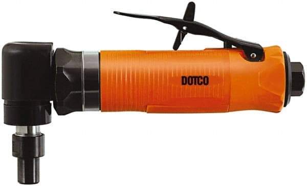 Dotco - 1/4" Collet, Angle Handle, Air Angle Die Grinder - 20,000 RPM, Front Exhaust, 23 CFM, 0.4 hp, 90 psi, 1/4" Inlet - Exact Tool & Supply