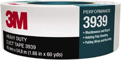 3M - 1" x 60 Yds Silver Duct Tape - 9 mil, Rubber Adhesive - Exact Tool & Supply
