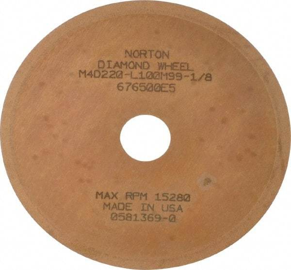 Norton - 3" Diam x 1/2" Hole x 0.01" Thick, 220 Grit Surface Grinding Wheel - Diamond, Type 1A1, Very Fine Grade, Metal Bond - Exact Tool & Supply