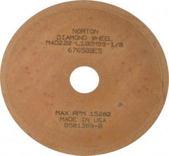 Norton - 3" Diam x 1/2" Hole x 0.01" Thick, 220 Grit Surface Grinding Wheel - Diamond, Type 1A1, Very Fine Grade, Metal Bond - Exact Tool & Supply