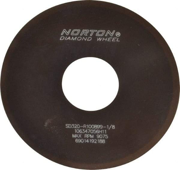 Norton - 4" Diam x 1-1/4" Hole x 0.02" Thick, 320 Grit Surface Grinding Wheel - Diamond, Type 1A1, Extra Fine Grade, Resinoid Bond - Exact Tool & Supply