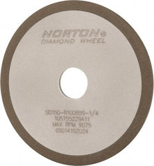 Norton - 4" Diam x 3/4" Hole x 1/8" Thick, 150 Grit Surface Grinding Wheel - Diamond, Type 1A1, Very Fine Grade, Resinoid Bond - Exact Tool & Supply