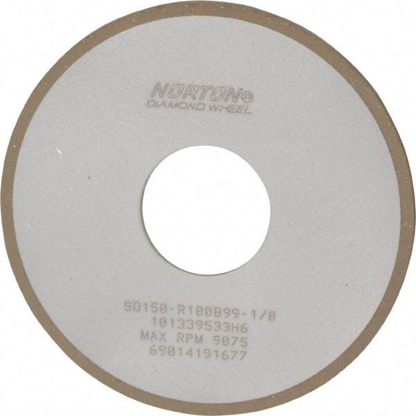 Norton - 4" Diam x 1-1/4" Hole x 1/8" Thick, 150 Grit Surface Grinding Wheel - Diamond, Type 1A1, Very Fine Grade, Resinoid Bond - Exact Tool & Supply