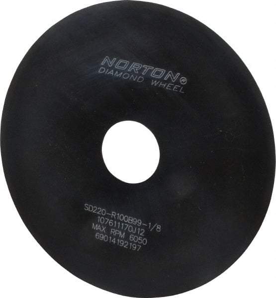 Norton - 6" Diam x 1-1/4" Hole x 1/32" Thick, 220 Grit Surface Grinding Wheel - Diamond, Type 1A1, Very Fine Grade, Resinoid Bond - Exact Tool & Supply