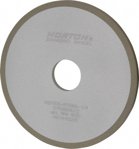 Norton - 6" Diam x 1-1/4" Hole x 1/4" Thick, 100 Grit Surface Grinding Wheel - Diamond, Type 1A1, Fine Grade, Resinoid Bond - Exact Tool & Supply