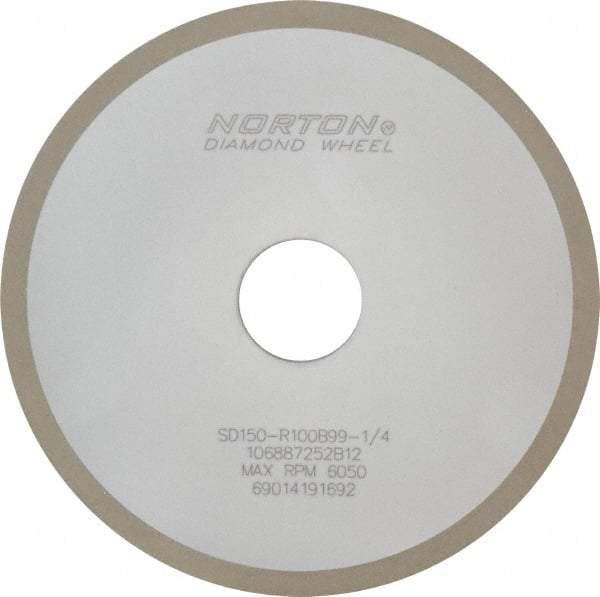 Norton - 6" Diam x 1-1/4" Hole x 1/4" Thick, 150 Grit Surface Grinding Wheel - Diamond, Type 1A1, Very Fine Grade, Resinoid Bond - Exact Tool & Supply