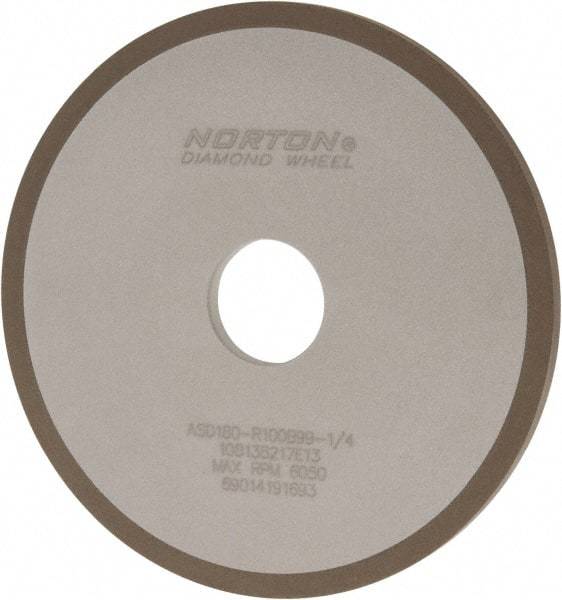 Norton - 6" Diam x 1-1/4" Hole x 1/4" Thick, 180 Grit Surface Grinding Wheel - Diamond, Type 1A1, Very Fine Grade, Resinoid Bond - Exact Tool & Supply