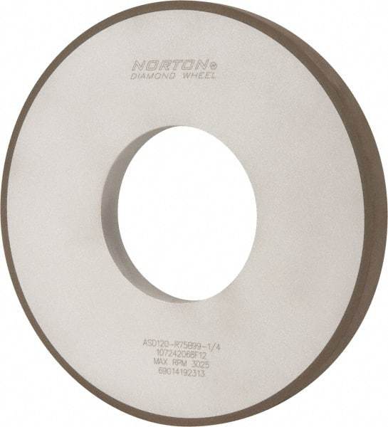 Norton - 12" Diam x 5" Hole x 1" Thick, 120 Grit Surface Grinding Wheel - Diamond, Type 1A1, Fine Grade, Resinoid Bond - Exact Tool & Supply