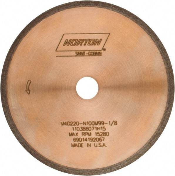Norton - 4" Diam x 1/2" Hole, 220 Grit Surface Grinding Wheel - Diamond, Type 1A1R, Fine Grade - Exact Tool & Supply