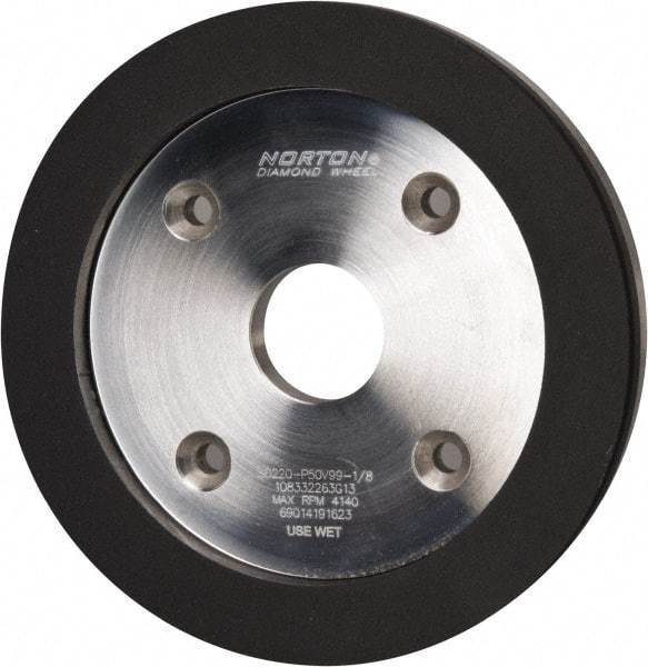 Norton - 6" Diam, 1-1/4" Hole Size, 3/4" Overall Thickness, 220 Grit, Type 6 Tool & Cutter Grinding Wheel - Very Fine Grade, Diamond, P Hardness, Vitrified Bond - Exact Tool & Supply
