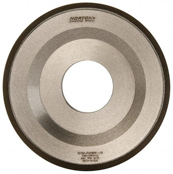 Norton - 4" Diam, 1-1/4" Hole Size, 1/2" Overall Thickness, 180 Grit, Type 12 Tool & Cutter Grinding Wheel - Very Fine Grade, Diamond, Resinoid Bond - Exact Tool & Supply