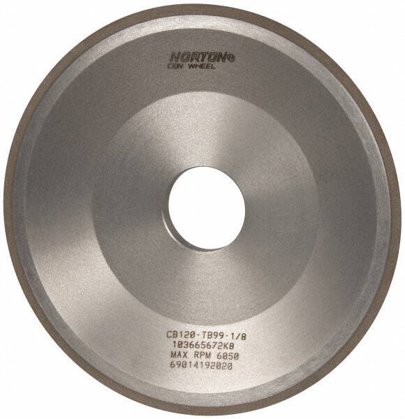 Norton - 6" Diam, 1-1/4" Hole Size, 3/4" Overall Thickness, 120 Grit, Type 12 Tool & Cutter Grinding Wheel - Fine Grade, CBN, Resinoid Bond - Exact Tool & Supply