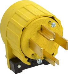 Pass & Seymour - 125/250 VAC, 30 Amp, 14-30P NEMA, Angled, Ungrounded, Specification Grade Plug - 3 Pole, 4 Wire, Yellow - Exact Tool & Supply