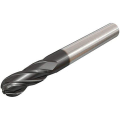 Iscar - 10mm Diam, 22mm LOC, 4 Flute Solid Carbide Ball End Mill - TiAlN Finish, Single End, 100mm OAL, 10mm Shank Diam, Spiral Flute - Exact Tool & Supply