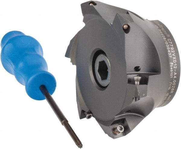 Kennametal - 4" Cut Diam, 0.098" Max Depth, 1-1/4" Arbor Hole, 6 Inserts, XD 12 Insert Style, Indexable Copy Face Mill - C7792VXD12-A4.00Z06R Cutter Style, 1.97" High, Through Coolant, Series 7792 - Exact Tool & Supply