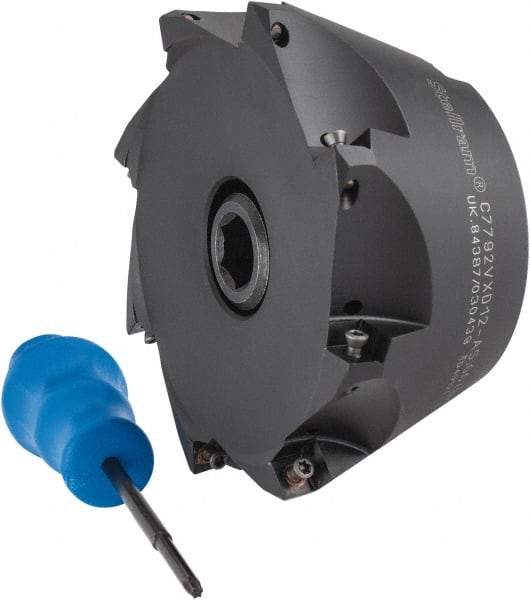 Kennametal - 5" Cut Diam, 0.098" Max Depth, 1-1/2" Arbor Hole, 8 Inserts, XD 12 Insert Style, Indexable Copy Face Mill - C7792VXD12-A5.00Z08R Cutter Style, 2.48" High, Through Coolant, Series 7792 - Exact Tool & Supply