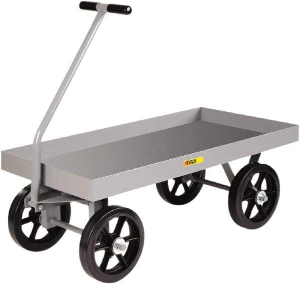 Little Giant - 3,500 Lb Capacity Steel Wagon Truck - Steel Deck, 30" OAW, 60" Platform Length x 16-1/2" Platform Height, Mold On Rubber Casters - Exact Tool & Supply
