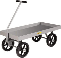 Little Giant - 3,500 Lb Capacity Steel Wagon Truck - Steel Deck, 30" OAW, 60" Platform Length x 16-1/2" Platform Height, Mold On Rubber Casters - Exact Tool & Supply