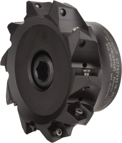 Kennametal - 5" Cut Diam, 0.138" Max Depth, 1-1/2" Arbor Hole, 10 Inserts, XE 16 Insert Style, Indexable Copy Face Mill - C7792VXE16-A5.0Z10R Cutter Style, 2.48" High, Through Coolant, Series 7792 - Exact Tool & Supply