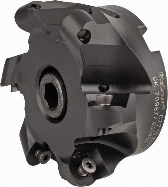 Kennametal - 4" Cut Diam, 0.394" Max Depth, 1-1/4" Arbor Hole, 6 Inserts, RD 20 Insert Style, Indexable Copy Face Mill - C7710VRD20A4.00Z06R Cutter Style, 1.969" High, Through Coolant, Series 7710 - Exact Tool & Supply
