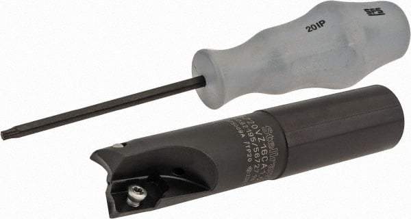 Kennametal - 1" Cutting Diam, 0.63" Max Depth, 1" Shank Diam, Cylindrical Shank Indexable Square Shoulder End Mill - ZDET15M5 Insert Style, C5720VZ16CA1.0Z2R2.75 Toolholder Style, Through Coolant - Exact Tool & Supply