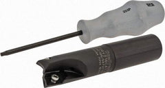 Kennametal - 1" Cutting Diam, 0.63" Max Depth, 1" Shank Diam, Cylindrical Shank Indexable Square Shoulder End Mill - ZDET15M5 Insert Style, C5720VZ16CA1.0Z2R2.75 Toolholder Style, Through Coolant - Exact Tool & Supply