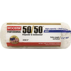 Wooster Brush - 1-1/4" Nap, 9" Wide Paint Roller - Extra-Rough Texture, Wool/Poly Blend - Exact Tool & Supply