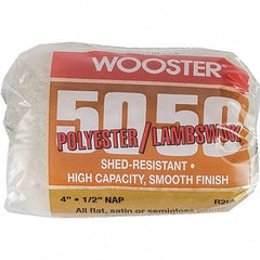 Wooster Brush - 1/2" Nap, 4" Wide Paint Roller - Semi-Rough Texture, Wool/Poly Blend - Exact Tool & Supply