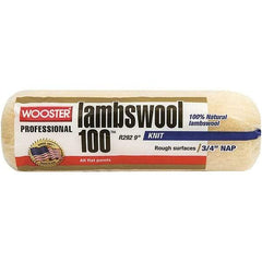 Wooster Brush - 3/4" Nap, 9" Wide Paint Roller - Semi-Rough to Rough Texture, Lambswool - Exact Tool & Supply