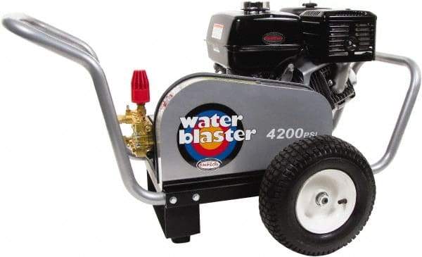 Simpson - Gas, 11.7 hp, 4,200 psi, 4 GPM, Cold Water Pressure Washer - AAA Triplex, 50' x 3/8" Hose - Exact Tool & Supply