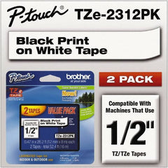 Brother - 1/2" Wide x 314.4" Long, White Plastic/Paper Tape Cassette - For Label Maker - Exact Tool & Supply