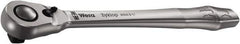 Wera - 3/8" Drive Slim Line Head Quick-Release Ratchet - Satin Finish, 222mm OAL, 76 Gear Teeth, Ergonomic Handle, Reversible Head - Exact Tool & Supply