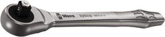 Wera - 1/4" Drive Slim Line Head Quick-Release Ratchet - Satin Finish, 141mm OAL, 76 Gear Teeth, Ergonomic Handle - Exact Tool & Supply