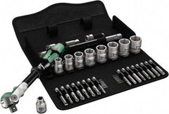 Wera - 29 Piece 3/8" Drive Standard Socket Set - 6 Points, 1/4 to 3/4", T15 to T40 Torx, Inch Measurement Standard - Exact Tool & Supply