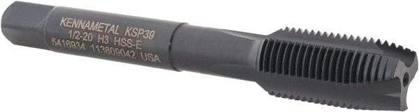 Kennametal - 1/2-20, 3 Flute, Oxide Finish, Vanadium High Speed Steel Spiral Point Tap - Plug Chamfer, Right Hand Thread, 3-3/8" OAL, 23.9mm Thread Length, 9.32mm Shank Diam, 3B Class of Fit, Series GOtap - Exact Tool & Supply