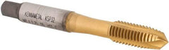 Kennametal - M8x1.25, 3 Flute, TiCN/TiN Finish, Vanadium High Speed Steel Spiral Point Tap - Plug Chamfer, Right Hand Thread, 2-23/32" OAL, 17.5mm Thread Length, 8.08mm Shank Diam, 6H Class of Fit, Series GOtap - Exact Tool & Supply