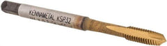 Kennametal - M4x0.70, 2 Flute, TiCN/TiN Finish, Vanadium High Speed Steel Spiral Point Tap - Plug Chamfer, Right Hand Thread, 2-1/8" OAL, 9.7mm Thread Length, 4.27mm Shank Diam, 6H Class of Fit, Series GOtap - Exact Tool & Supply