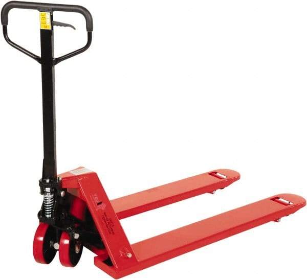 Vestil - 5,500 Lb Capacity, 7-3/4" Lift Economy Pallet Truck - 2-7/8" Min Lift Height, 48" Fork Length x 27" Fork Width, 27" Overall Width - Exact Tool & Supply