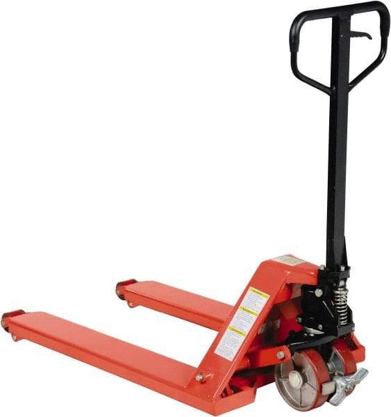 Vestil - 5,000 Lb Capacity, 6-1/2" Lift Wheel Nose Pallet Truck - 3-1/2" Min Lift Height, 38" Fork Length x 27" Fork Width, 27" Overall Width - Exact Tool & Supply