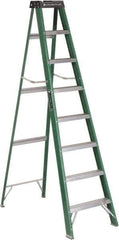 Louisville - 7 Steps, 8' High, Type II Rating, Fiberglass Step Ladder - 225 Lb Capacity, 24-13/16" Base Width - Exact Tool & Supply