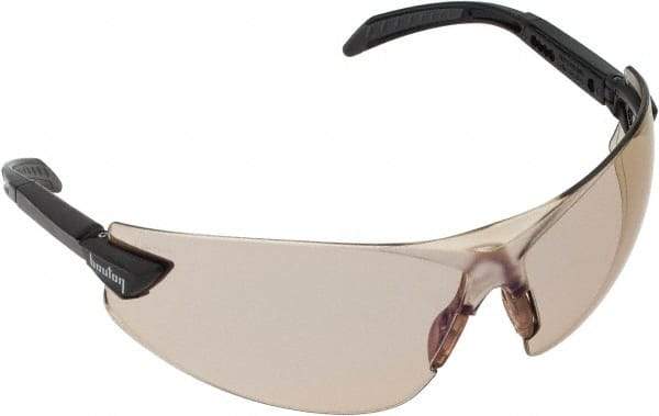 PRO-SAFE - Indoor/Outdoor Blue Lenses, Frameless Safety Glasses - Anti-Fog, Scratch Resistant, Adjustable Temples, Size Universal, Wrap Around - Exact Tool & Supply